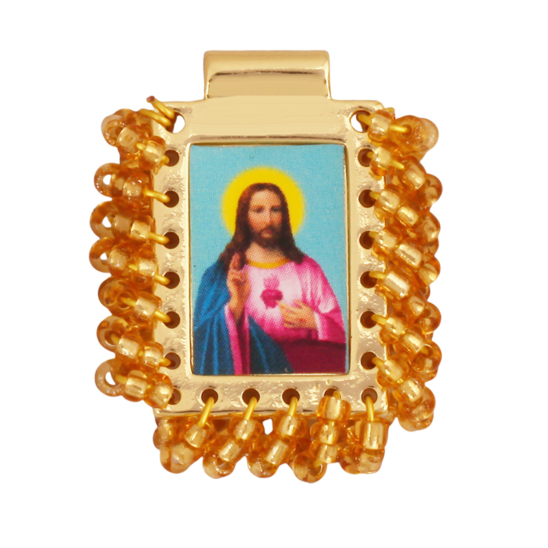 Bohemian Style Colourful Seed Glass Beads Charm Pendant,Fashion Religious Jesus Virgin Mary Jewelry Necklace Bracelet Supply K99