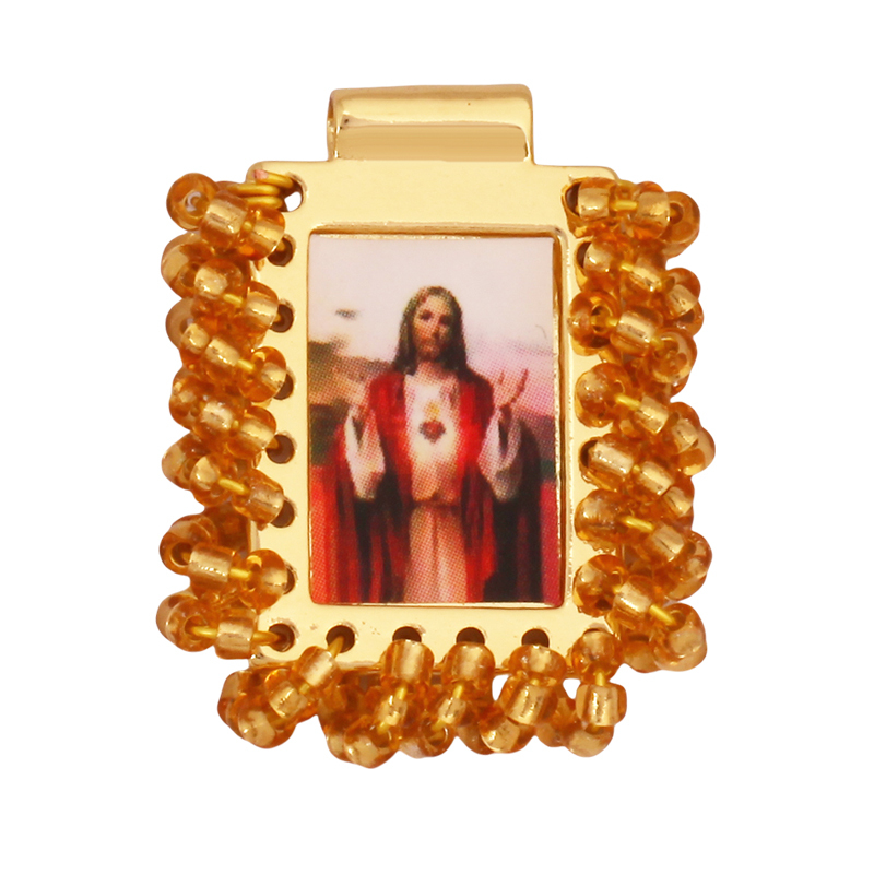 Bohemian Style Colourful Seed Glass Beads Charm Pendant,Fashion Religious Jesus Virgin Mary Jewelry Necklace Bracelet Supply K99