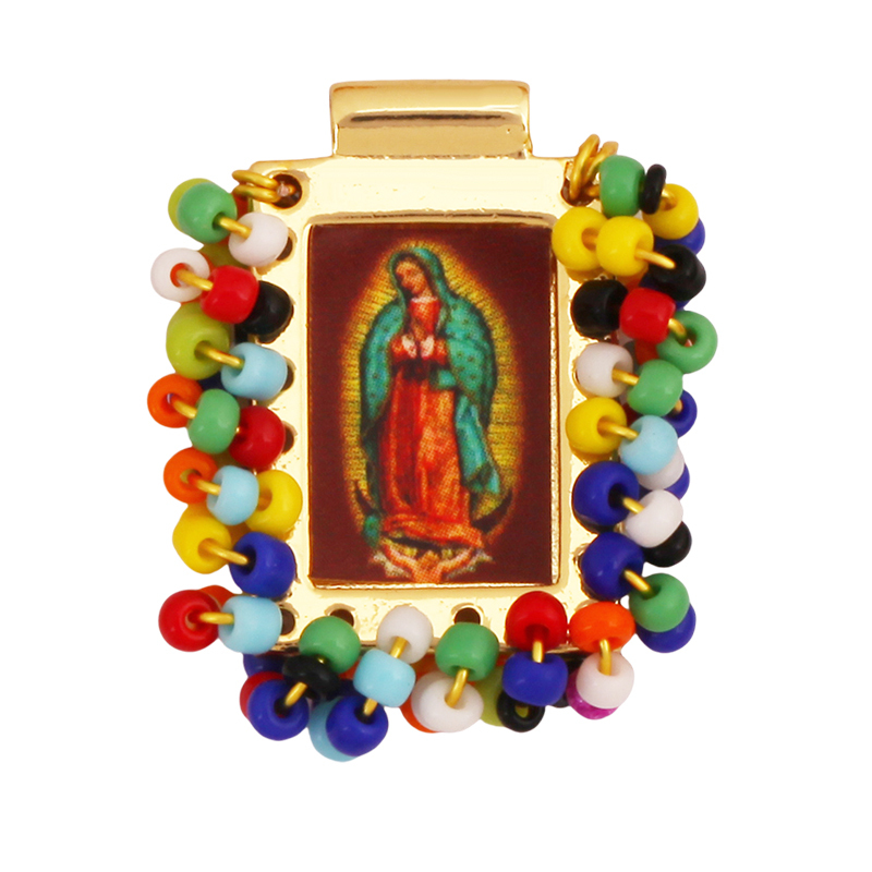 Bohemian Style Colourful Seed Glass Beads Charm Pendant,Fashion Religious Jesus Virgin Mary Jewelry Necklace Bracelet Supply K99