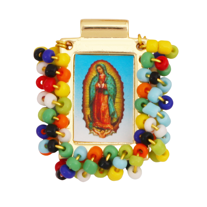 Bohemian Style Colourful Seed Glass Beads Charm Pendant,Fashion Religious Jesus Virgin Mary Jewelry Necklace Bracelet Supply K99