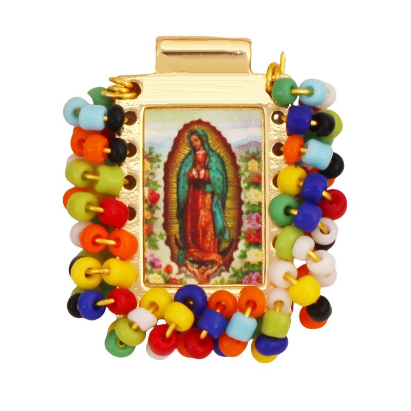 Bohemian Style Colourful Seed Glass Beads Charm Pendant,Fashion Religious Jesus Virgin Mary Jewelry Necklace Bracelet Supply K99