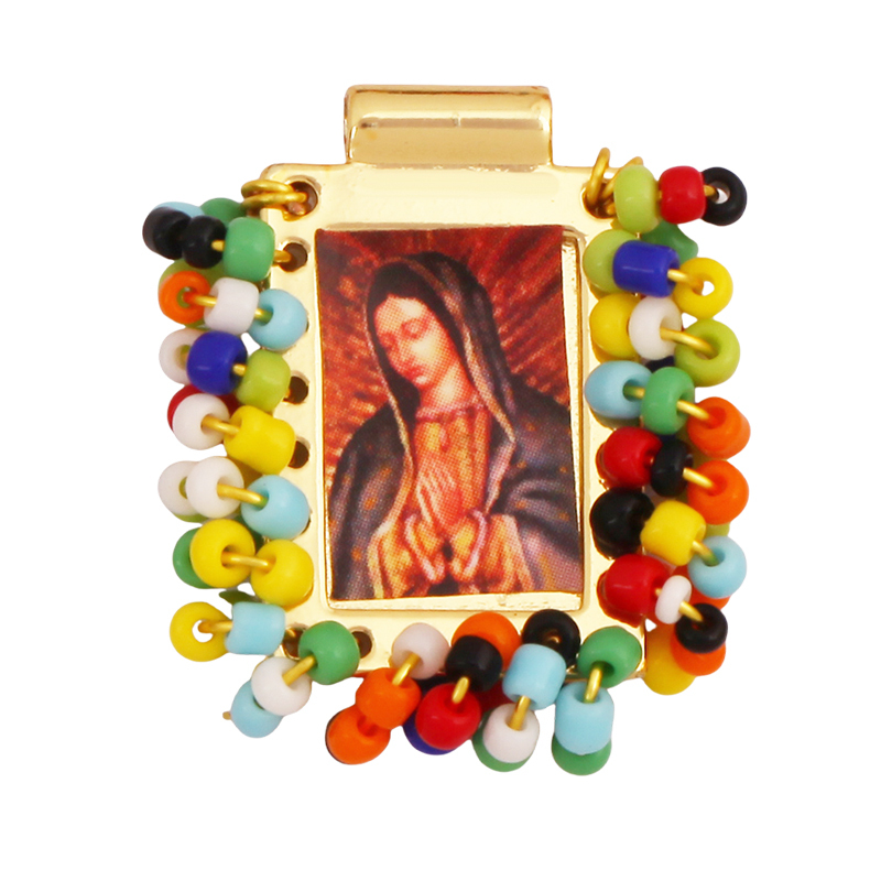 Bohemian Style Colourful Seed Glass Beads Charm Pendant,Fashion Religious Jesus Virgin Mary Jewelry Necklace Bracelet Supply K99