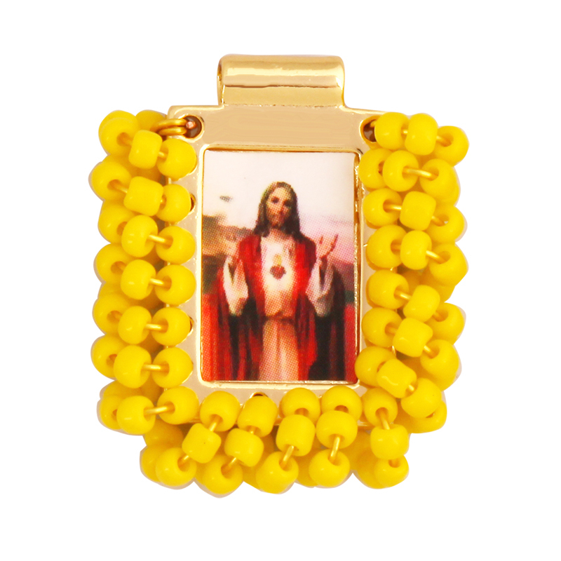 Bohemian Style Colourful Seed Glass Beads Charm Pendant,Fashion Religious Jesus Virgin Mary Jewelry Necklace Bracelet Supply K99