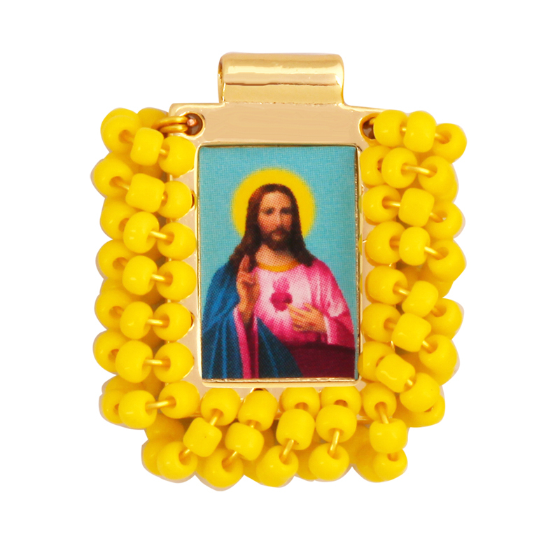 Bohemian Style Colourful Seed Glass Beads Charm Pendant,Fashion Religious Jesus Virgin Mary Jewelry Necklace Bracelet Supply K99