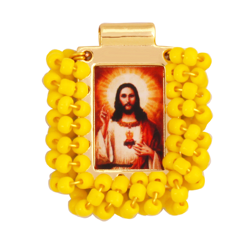 Bohemian Style Colourful Seed Glass Beads Charm Pendant,Fashion Religious Jesus Virgin Mary Jewelry Necklace Bracelet Supply K99