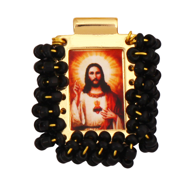 Bohemian Style Colourful Seed Glass Beads Charm Pendant,Fashion Religious Jesus Virgin Mary Jewelry Necklace Bracelet Supply K99