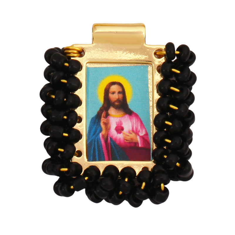Bohemian Style Colourful Seed Glass Beads Charm Pendant,Fashion Religious Jesus Virgin Mary Jewelry Necklace Bracelet Supply K99