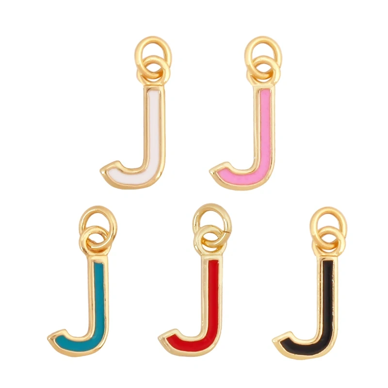 Initial Letter Name A-Z Charm Pendants , Fashion Colorful Enamel Oil Dropped ,18K Gold Plated,Jewelry Necklace Findings S15