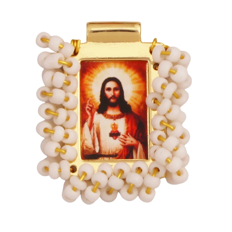 Bohemian Style Colourful Seed Glass Beads Charm Pendant,Fashion Religious Jesus Virgin Mary Jewelry Necklace Bracelet Supply K99