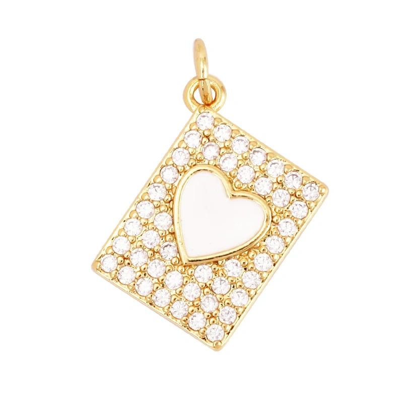 Heart Tag Postcard Playing Card Enamel Charm Pendant,Real 18K Gold Plated DIY Jewelry Accessories Bracelets Necklaces Making S25