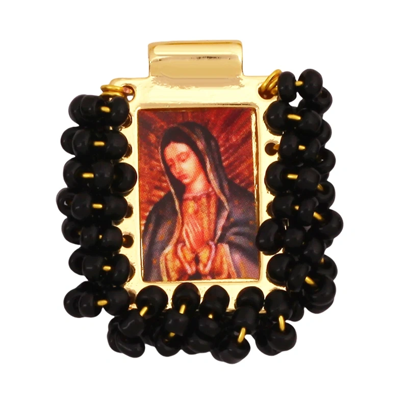 Bohemian Style Colourful Seed Glass Beads Charm Pendant,Fashion Religious Jesus Virgin Mary Jewelry Necklace Bracelet Supply K99