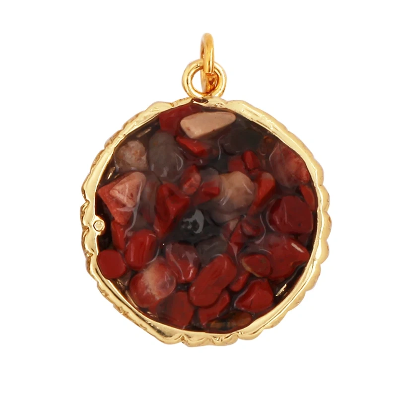 New Style Multi Color Stone Charm Pendant,18K Real Gold Plated ,Jewelry Necklace Bracelet Accessories Supplies M15