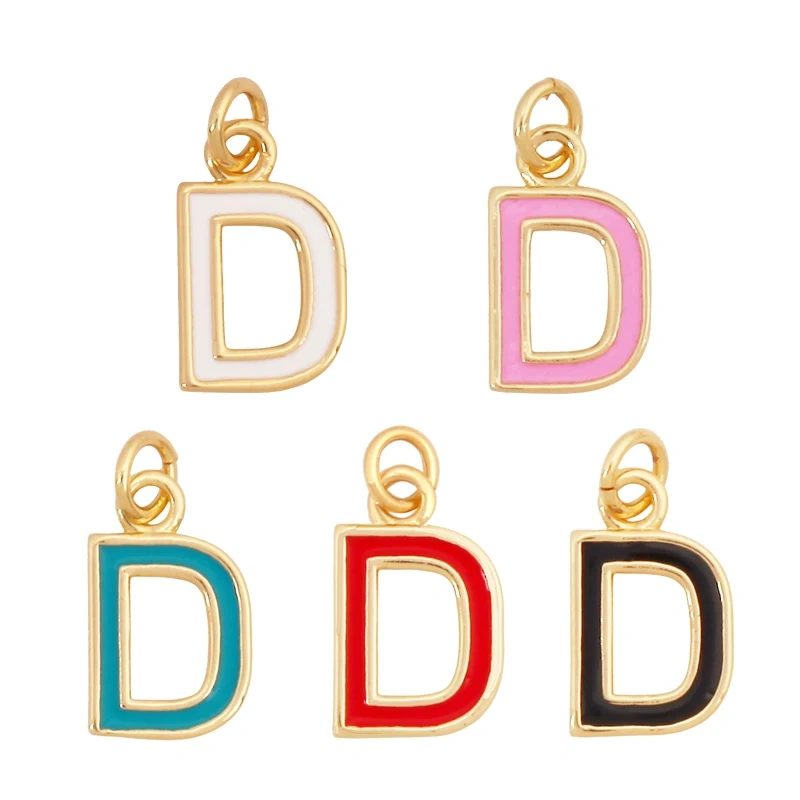 Initial Letter Name A-Z Charm Pendants , Fashion Colorful Enamel Oil Dropped ,18K Gold Plated,Jewelry Necklace Findings S15