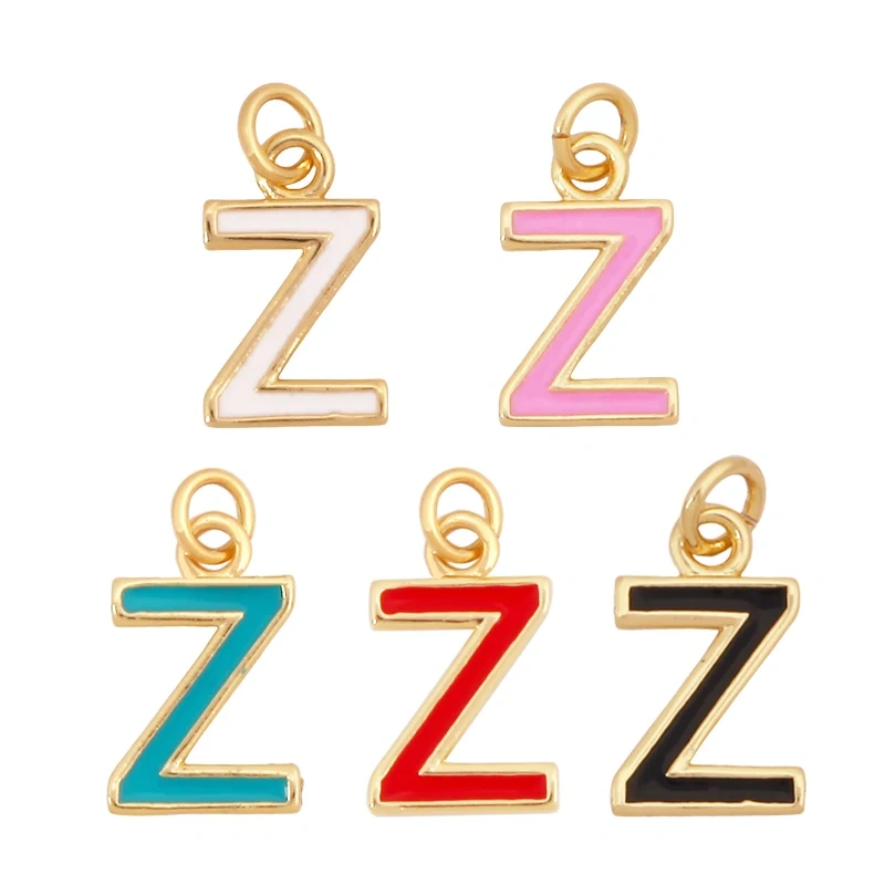 Initial Letter Name A-Z Charm Pendants , Fashion Colorful Enamel Oil Dropped ,18K Gold Plated,Jewelry Necklace Findings S15