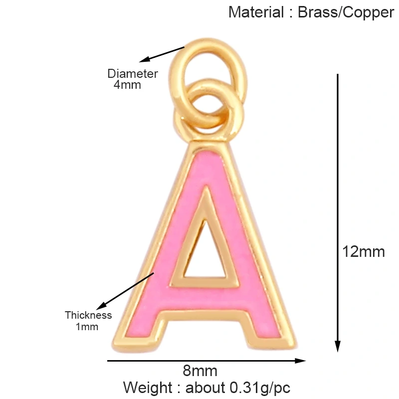 Initial Letter Name A-Z Charm Pendants , Fashion Colorful Enamel Oil Dropped ,18K Gold Plated,Jewelry Necklace Findings S15