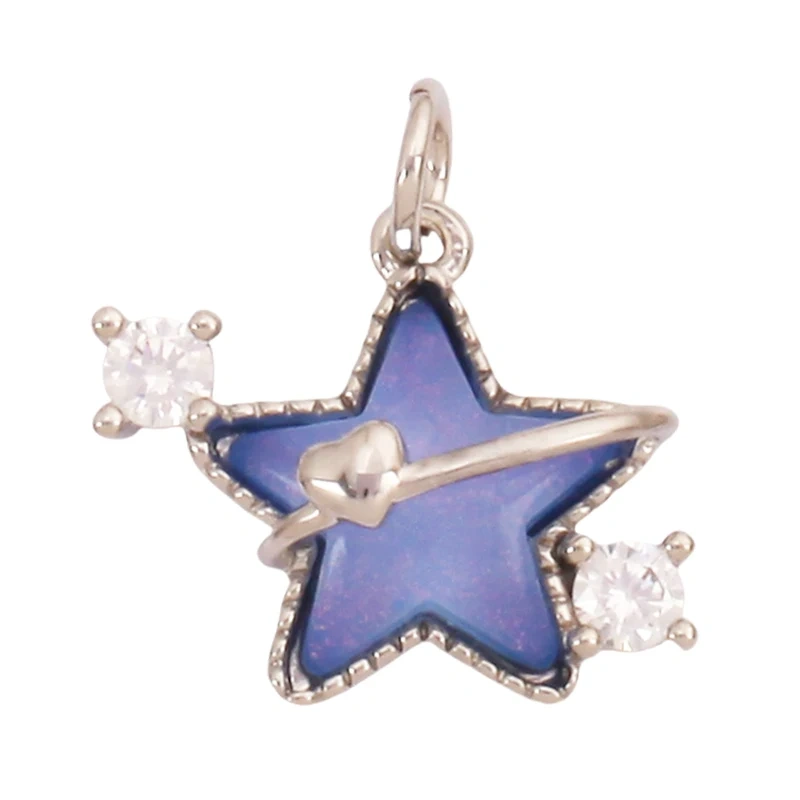 Trendy Crystal Glass Zircon Star Space Charm Pendant,Real 18K Gold Plated Necklace Bracelet DIY Craft Jewelry Making Supply S14