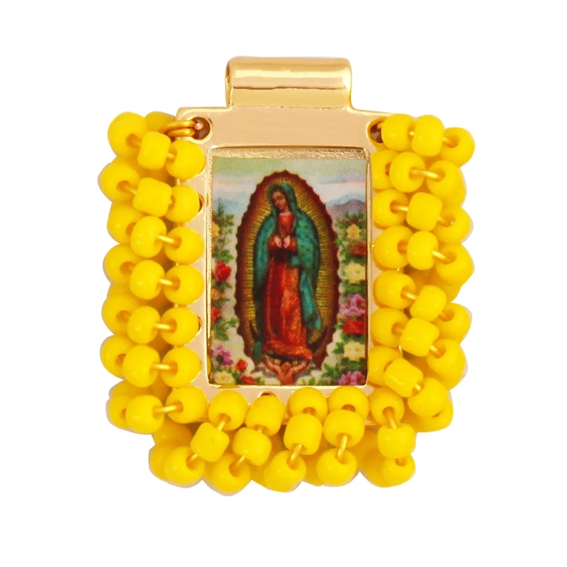 Bohemian Style Colourful Seed Glass Beads Charm Pendant,Fashion Religious Jesus Virgin Mary Jewelry Necklace Bracelet Supply K99