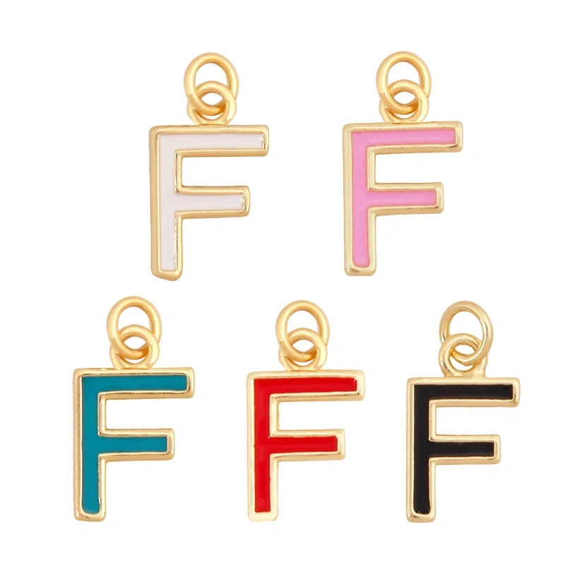 Initial Letter Name A-Z Charm Pendants , Fashion Colorful Enamel Oil Dropped ,18K Gold Plated,Jewelry Necklace Findings S15