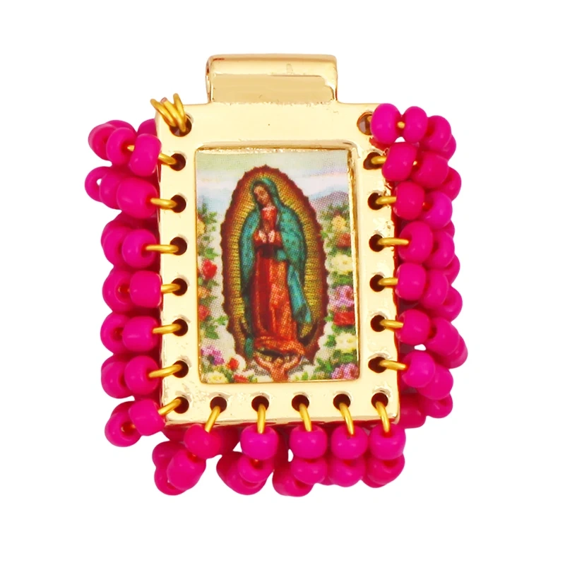 Bohemian Style Colourful Seed Glass Beads Charm Pendant,Fashion Religious Jesus Virgin Mary Jewelry Necklace Bracelet Supply K99