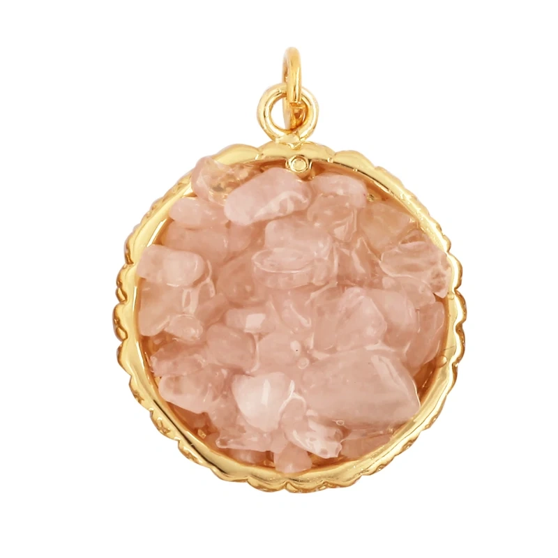 New Style Multi Color Stone Charm Pendant,18K Real Gold Plated ,Jewelry Necklace Bracelet Accessories Supplies M15