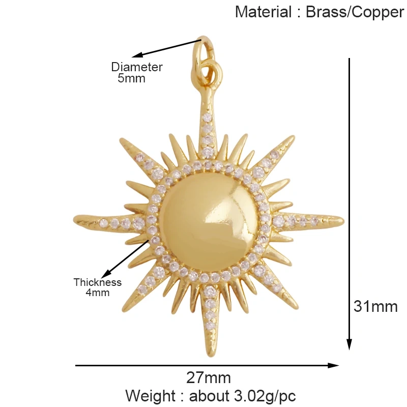 Fashion Romantic Sweet Celetial North Star Sun Moon Charm Pendant,Colorful Enamel Gift Jewelry Necklace Bracelet Accessories S20