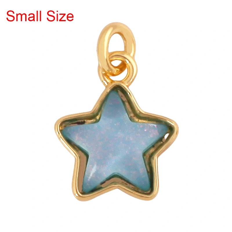Trendy Crystal Glass Zircon Star Space Charm Pendant,Real 18K Gold Plated Necklace Bracelet DIY Craft Jewelry Making Supply S14