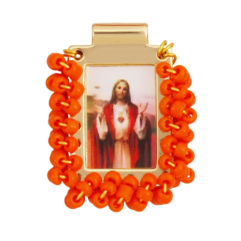 Bohemian Style Colourful Seed Glass Beads Charm Pendant,Fashion Religious Jesus Virgin Mary Jewelry Necklace Bracelet Supply K99