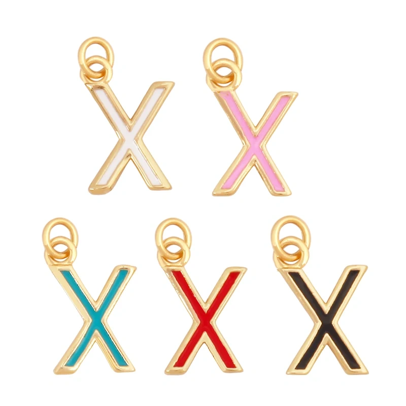 Initial Letter Name A-Z Charm Pendants , Fashion Colorful Enamel Oil Dropped ,18K Gold Plated,Jewelry Necklace Findings S15