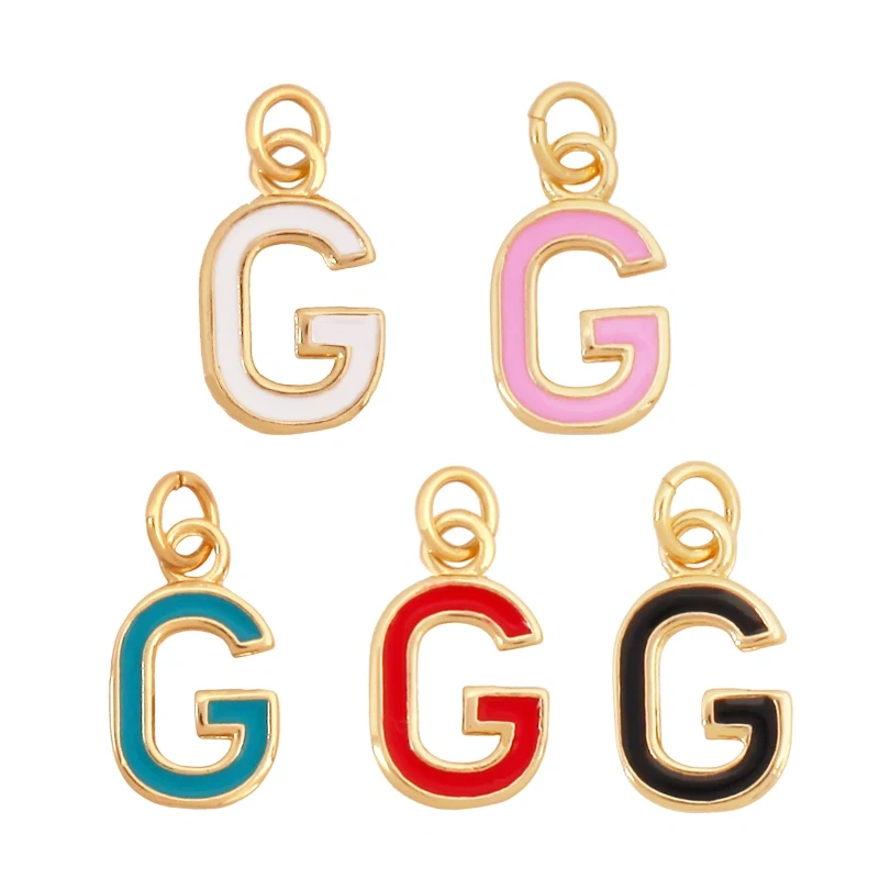 Initial Letter Name A-Z Charm Pendants , Fashion Colorful Enamel Oil Dropped ,18K Gold Plated,Jewelry Necklace Findings S15