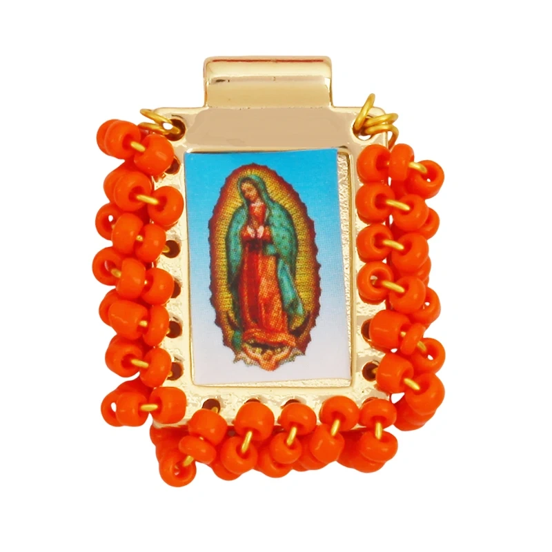 Bohemian Style Colourful Seed Glass Beads Charm Pendant,Fashion Religious Jesus Virgin Mary Jewelry Necklace Bracelet Supply K99