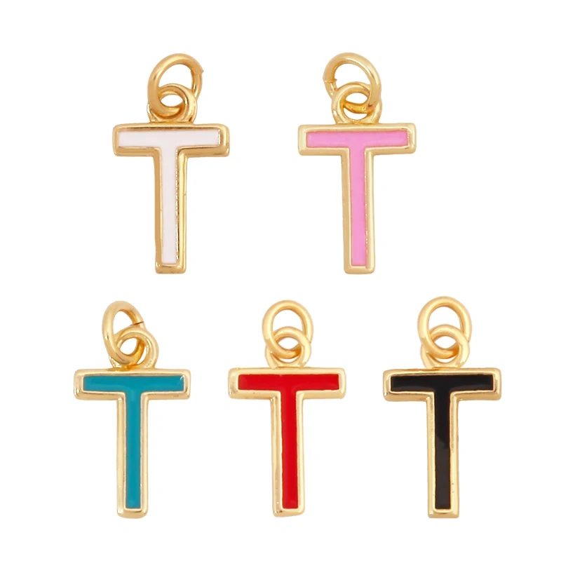 Initial Letter Name A-Z Charm Pendants , Fashion Colorful Enamel Oil Dropped ,18K Gold Plated,Jewelry Necklace Findings S15