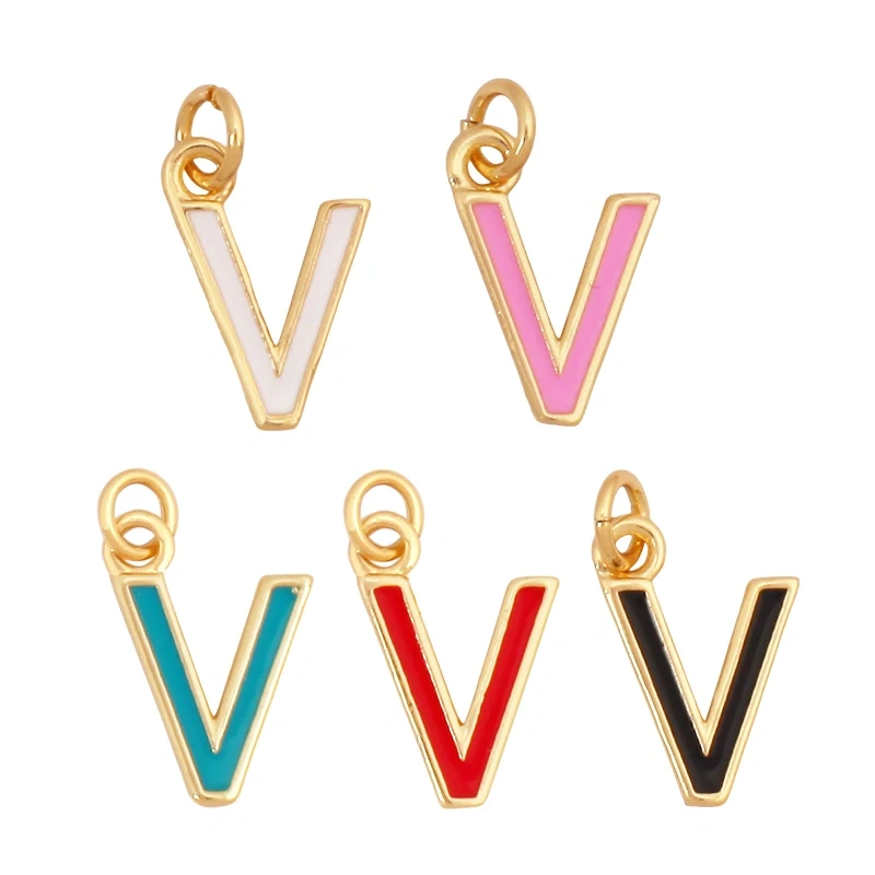Initial Letter Name A-Z Charm Pendants , Fashion Colorful Enamel Oil Dropped ,18K Gold Plated,Jewelry Necklace Findings S15