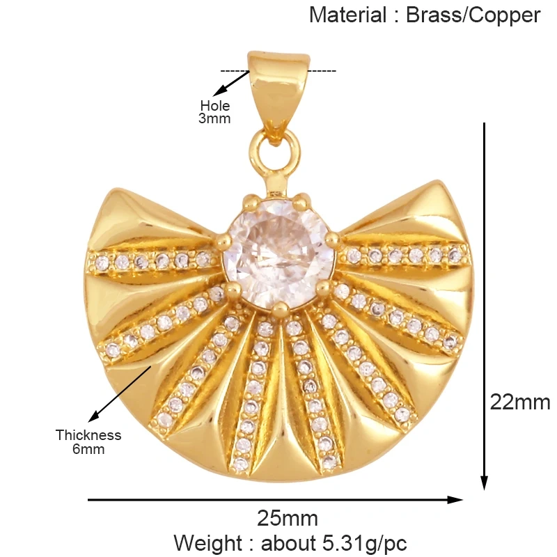 Sweet Sun Rose Flower Maple Leaf Clover Tree Charm Pendant,Real 18k Gold Shell Zircon Jewelry Findings Necklace Supplies S07