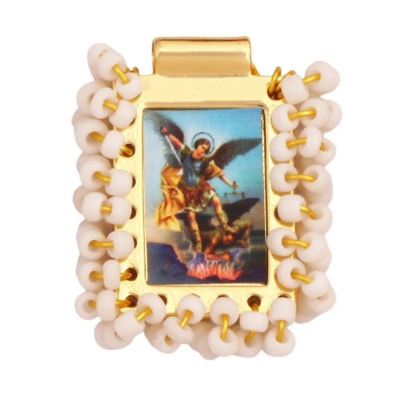 Bohemian Style Colourful Seed Glass Beads Charm Pendant,Fashion Religious Jesus Virgin Mary Jewelry Necklace Bracelet Supply K99