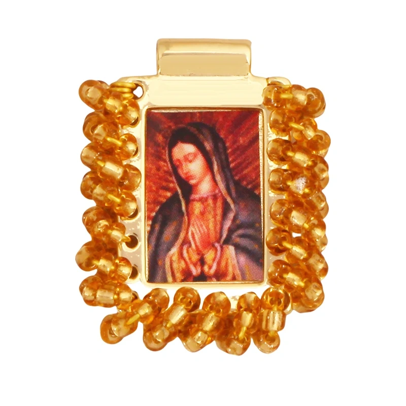 Bohemian Style Colourful Seed Glass Beads Charm Pendant,Fashion Religious Jesus Virgin Mary Jewelry Necklace Bracelet Supply K99