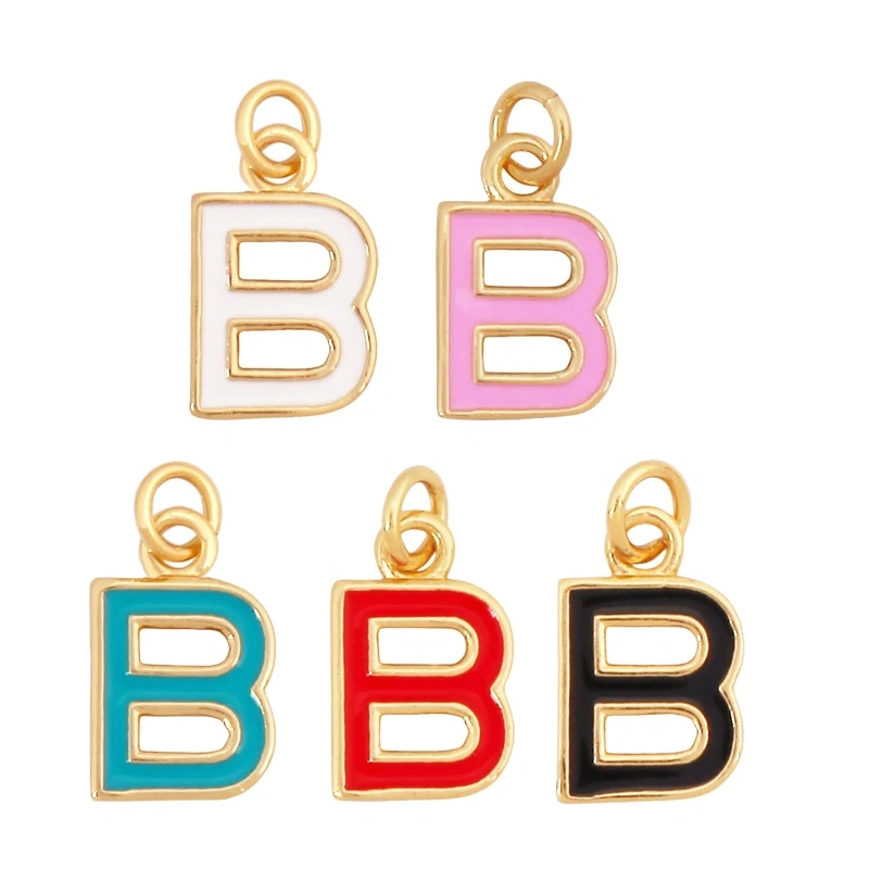 Initial Letter Name A-Z Charm Pendants , Fashion Colorful Enamel Oil Dropped ,18K Gold Plated,Jewelry Necklace Findings S15