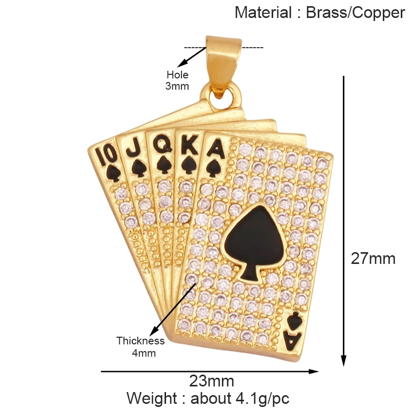 Heart Tag Postcard Playing Card Enamel Charm Pendant,Real 18K Gold Plated DIY Jewelry Accessories Bracelets Necklaces Making S25