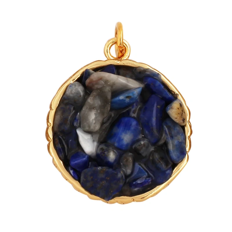 New Style Multi Color Stone Charm Pendant,18K Real Gold Plated ,Jewelry Necklace Bracelet Accessories Supplies M15