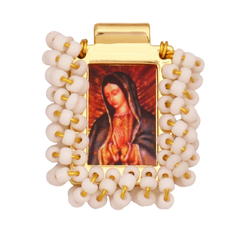 Bohemian Style Colourful Seed Glass Beads Charm Pendant,Fashion Religious Jesus Virgin Mary Jewelry Necklace Bracelet Supply K99