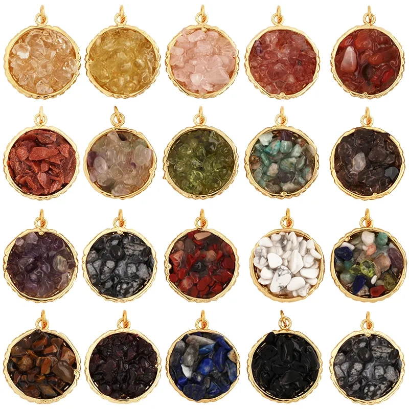 New Style Multi Color Stone Charm Pendant,18K Real Gold Plated ,Jewelry Necklace Bracelet Accessories Supplies M15