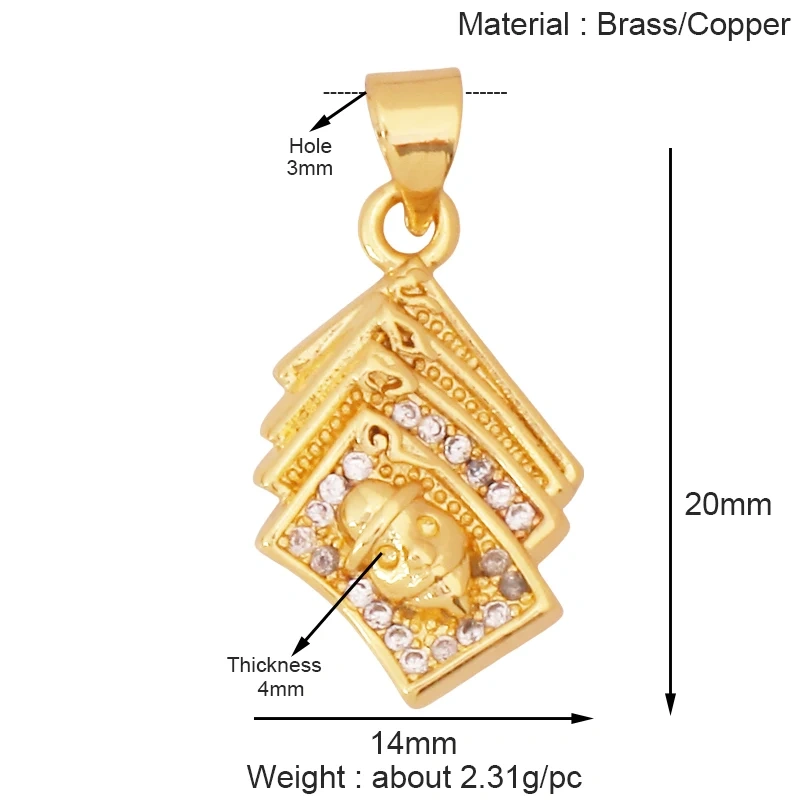 Heart Tag Postcard Playing Card Enamel Charm Pendant,Real 18K Gold Plated DIY Jewelry Accessories Bracelets Necklaces Making S25 M90