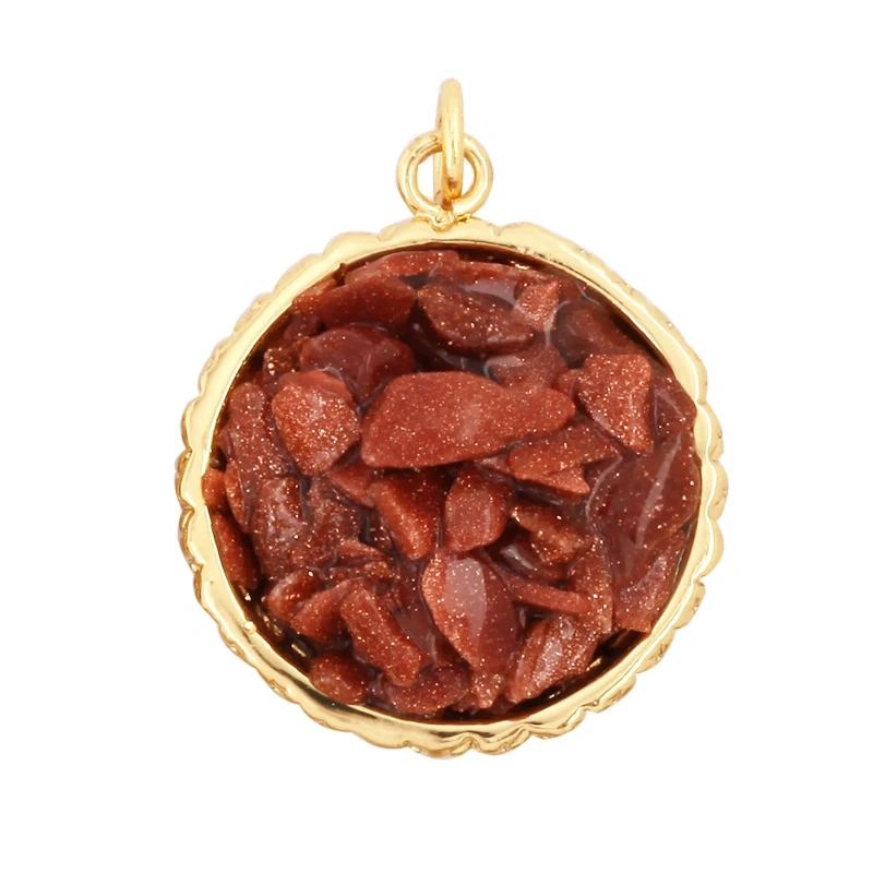 New Style Multi Color Stone Charm Pendant,18K Real Gold Plated ,Jewelry Necklace Bracelet Accessories Supplies M15