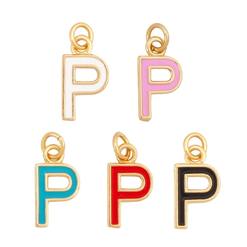 Initial Letter Name A-Z Charm Pendants , Fashion Colorful Enamel Oil Dropped ,18K Gold Plated,Jewelry Necklace Findings S15