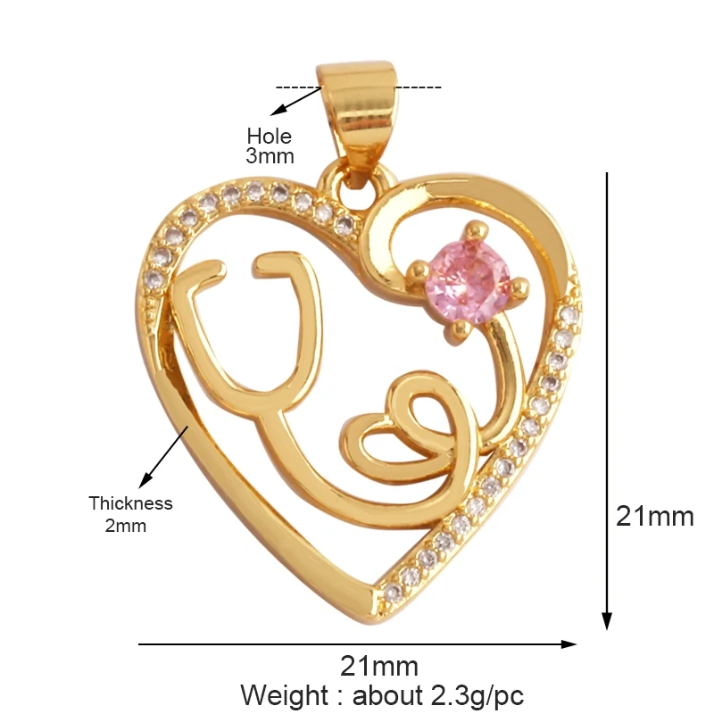 Love Heart Knife Fork Tableware Stethoscope Instrument Charm Pendant,DIY Jewelry Accessories for Necklaces Making Supplies M15