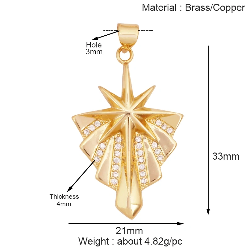 Trendy Shining Space Sun Moon Star Shell Charm Pendant,Real 18K Gold Plated Jewelry Components Findings Accessories Supplies S24