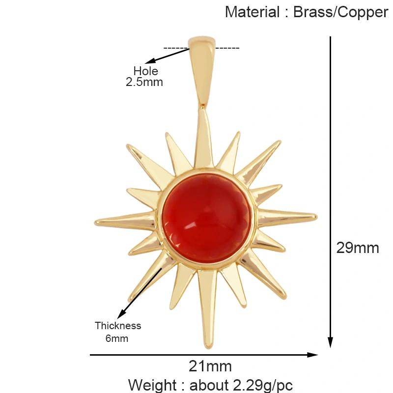 Trendy Shining Space Sun Moon Star Shell Charm Pendant,Real 18K Gold Plated Jewelry Components Findings Accessories Supplies S24