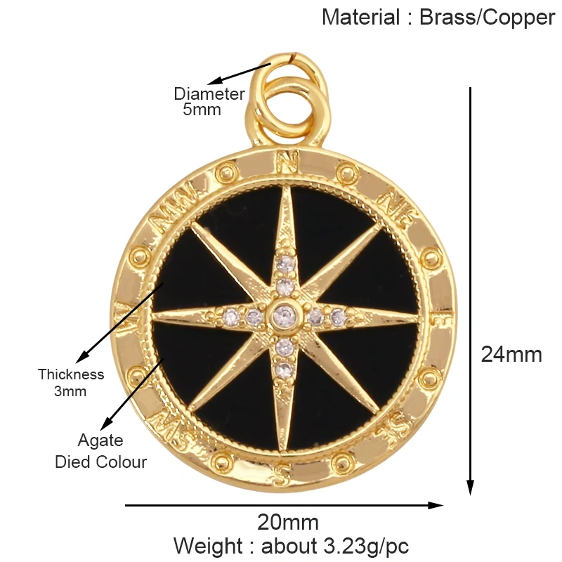 Trendy Shining Space Sun Moon Star Shell Charm Pendant,Real 18K Gold Plated Jewelry Components Findings Accessories Supplies S24