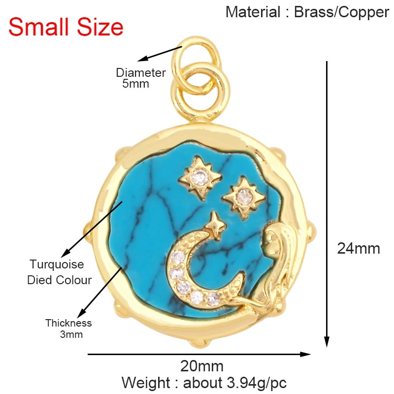 Trendy Shining Space Sun Moon Star Shell Charm Pendant,Real 18K Gold Plated Jewelry Components Findings Accessories Supplies S24