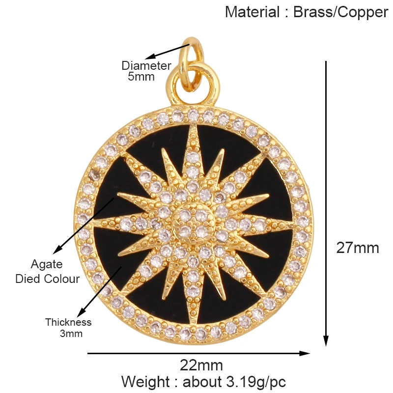 Trendy Shining Space Sun Moon Star Shell Charm Pendant,Real 18K Gold Plated Jewelry Components Findings Accessories Supplies S24