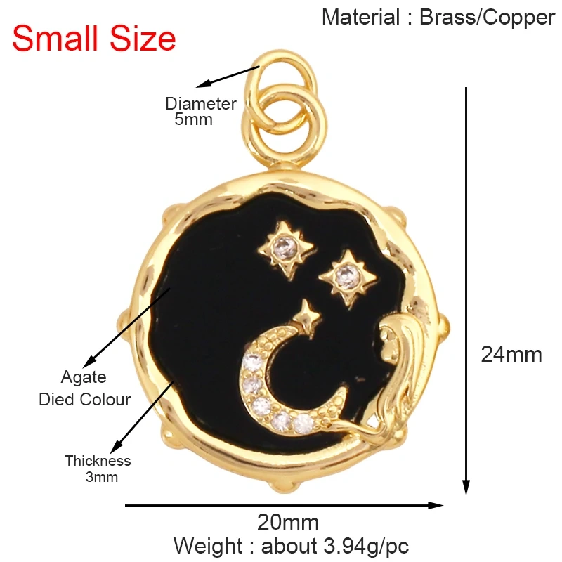 Trendy Shining Space Sun Moon Star Shell Charm Pendant,Real 18K Gold Plated Jewelry Components Findings Accessories Supplies S24